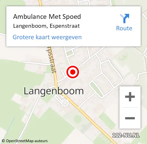 Locatie op kaart van de 112 melding: Ambulance Met Spoed Naar Langenboom, Espenstraat op 5 juli 2018 23:59