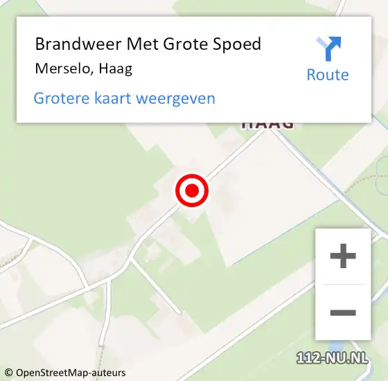 Locatie op kaart van de 112 melding: Brandweer Met Grote Spoed Naar Merselo, Haag op 6 juli 2018 01:50