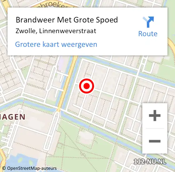 Locatie op kaart van de 112 melding: Brandweer Met Grote Spoed Naar Zwolle, Linnenweverstraat op 6 juli 2018 02:13