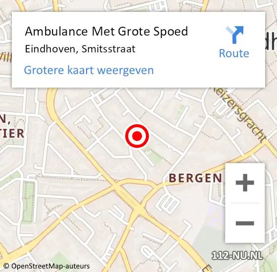 Locatie op kaart van de 112 melding: Ambulance Met Grote Spoed Naar Eindhoven, Smitsstraat op 6 juli 2018 02:24