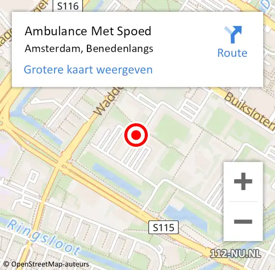 Locatie op kaart van de 112 melding: Ambulance Met Spoed Naar Amsterdam, Benedenlangs op 6 juli 2018 02:42