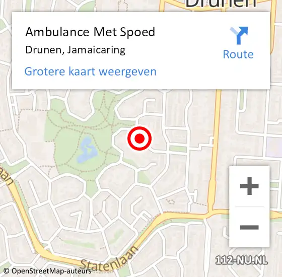 Locatie op kaart van de 112 melding: Ambulance Met Spoed Naar Drunen, Jamaicaring op 6 juli 2018 04:09