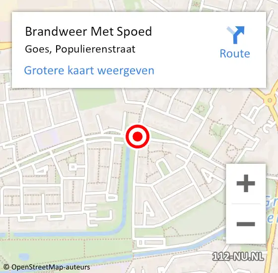 Locatie op kaart van de 112 melding: Brandweer Met Spoed Naar Goes, Populierenstraat op 6 juli 2018 05:31