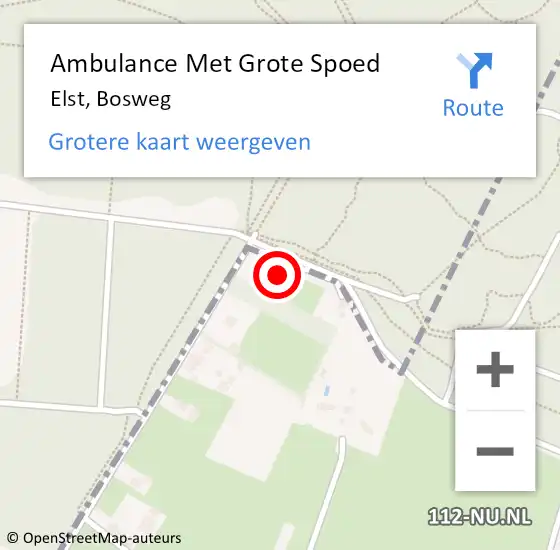 Locatie op kaart van de 112 melding: Ambulance Met Grote Spoed Naar Elst, Bosweg op 6 juli 2018 06:22