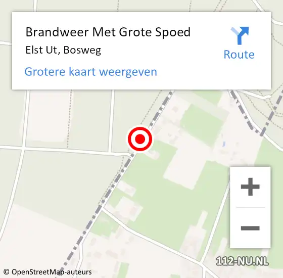 Locatie op kaart van de 112 melding: Brandweer Met Grote Spoed Naar Elst Ut, Bosweg op 6 juli 2018 06:23