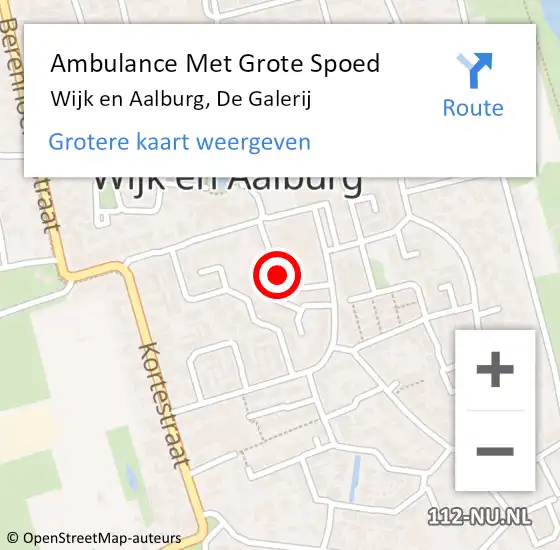 Locatie op kaart van de 112 melding: Ambulance Met Grote Spoed Naar Wijk en Aalburg, De Galerij op 6 juli 2018 06:59