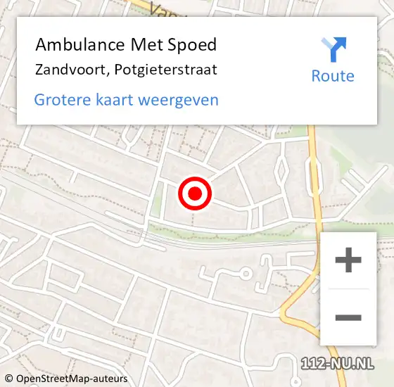 Locatie op kaart van de 112 melding: Ambulance Met Spoed Naar Zandvoort, Potgieterstraat op 6 juli 2018 07:11