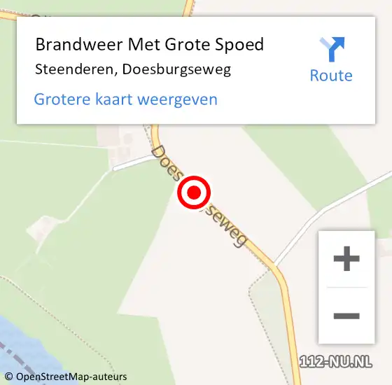 Locatie op kaart van de 112 melding: Brandweer Met Grote Spoed Naar Steenderen, Doesburgseweg op 6 juli 2018 07:17