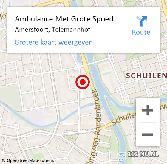 Locatie op kaart van de 112 melding: Ambulance Met Grote Spoed Naar Amersfoort, Telemannhof op 6 juli 2018 07:36