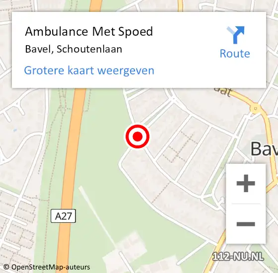Locatie op kaart van de 112 melding: Ambulance Met Spoed Naar Bavel, Schoutenlaan op 6 juli 2018 08:33