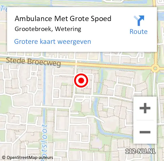 Locatie op kaart van de 112 melding: Ambulance Met Grote Spoed Naar Grootebroek, Wetering op 6 juli 2018 08:48