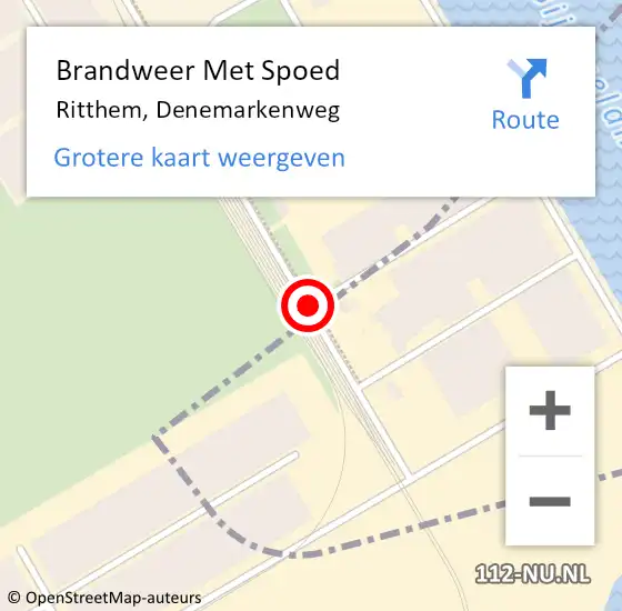 Locatie op kaart van de 112 melding: Brandweer Met Spoed Naar Ritthem, Denemarkenweg op 6 juli 2018 09:01