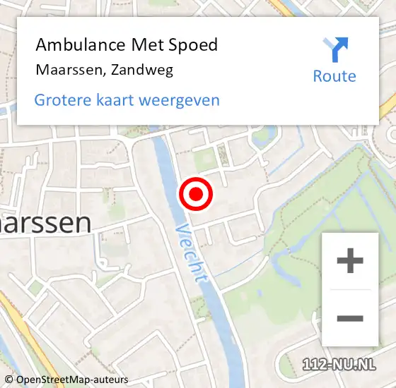 Locatie op kaart van de 112 melding: Ambulance Met Spoed Naar Maarssen, Zandweg op 6 juli 2018 09:09
