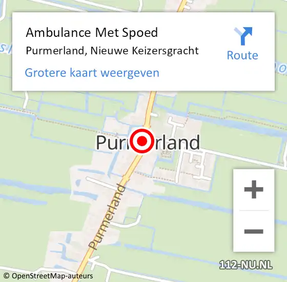 Locatie op kaart van de 112 melding: Ambulance Met Spoed Naar Purmerland, Nieuwe Keizersgracht op 6 juli 2018 09:26
