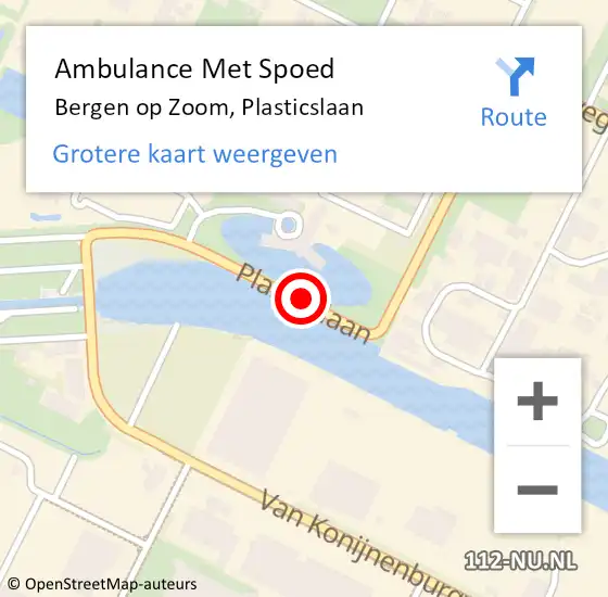 Locatie op kaart van de 112 melding: Ambulance Met Spoed Naar Bergen op Zoom, Plasticslaan op 6 juli 2018 09:46