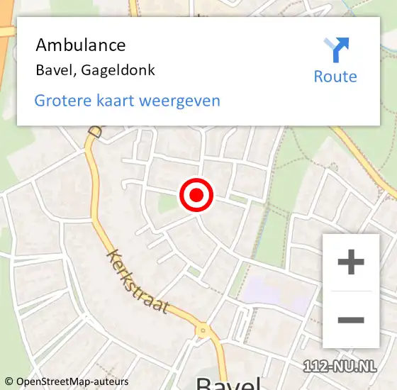 Locatie op kaart van de 112 melding: Ambulance Bavel, Gageldonk op 6 juli 2018 10:55