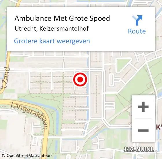 Locatie op kaart van de 112 melding: Ambulance Met Grote Spoed Naar Utrecht, Keizersmantelhof op 6 juli 2018 11:09