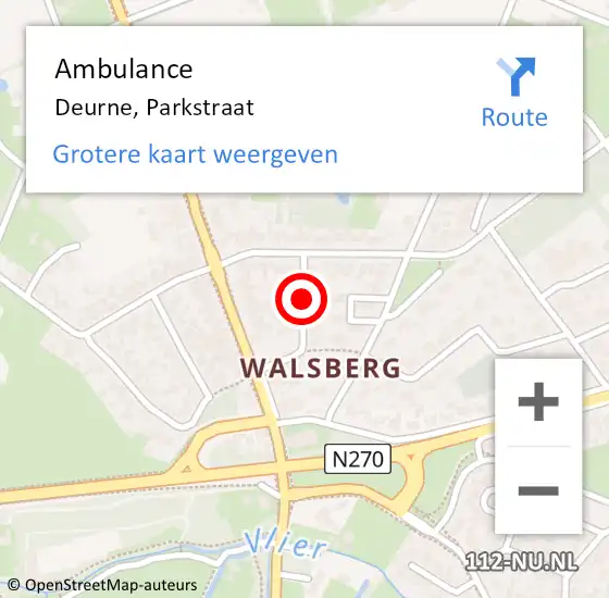 Locatie op kaart van de 112 melding: Ambulance Deurne, Parkstraat op 6 juli 2018 11:40