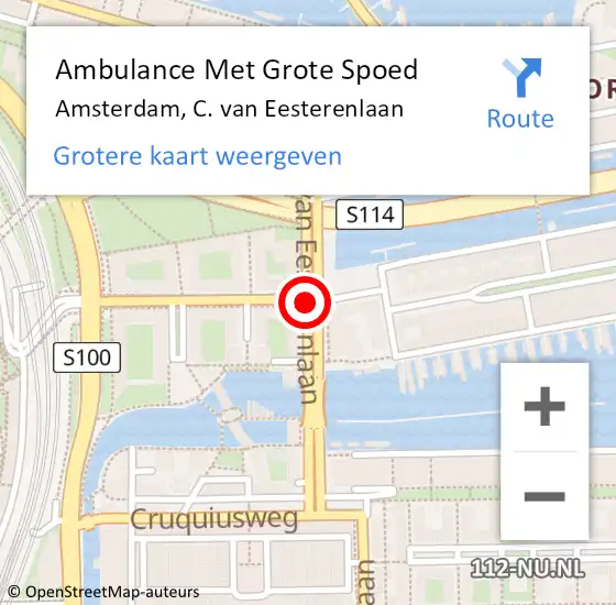 Locatie op kaart van de 112 melding: Ambulance Met Grote Spoed Naar Amsterdam, C. van Eesterenlaan op 6 juli 2018 12:04