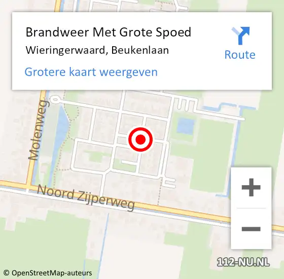 Locatie op kaart van de 112 melding: Brandweer Met Grote Spoed Naar Wieringerwaard, Beukenlaan op 6 juli 2018 12:09