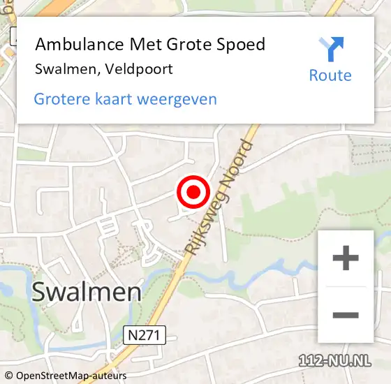 Locatie op kaart van de 112 melding: Ambulance Met Grote Spoed Naar Swalmen, Veldpoort op 2 maart 2014 01:03