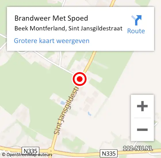 Locatie op kaart van de 112 melding: Brandweer Met Spoed Naar Beek Montferland, Sint Jansgildestraat op 6 juli 2018 12:39