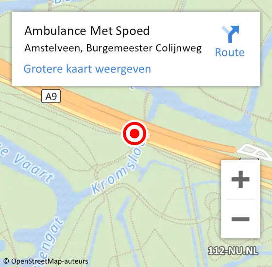 Locatie op kaart van de 112 melding: Ambulance Met Spoed Naar Amstelveen, Burgemeester Colijnweg op 6 juli 2018 13:13