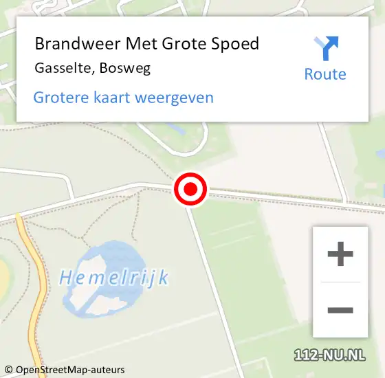 Locatie op kaart van de 112 melding: Brandweer Met Grote Spoed Naar Gasselte, Bosweg op 6 juli 2018 13:13