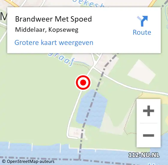 Locatie op kaart van de 112 melding: Brandweer Met Spoed Naar Middelaar, Kopseweg op 6 juli 2018 13:28