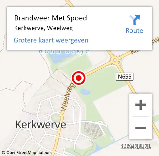 Locatie op kaart van de 112 melding: Brandweer Met Spoed Naar Kerkwerve, Weelweg op 6 juli 2018 13:31