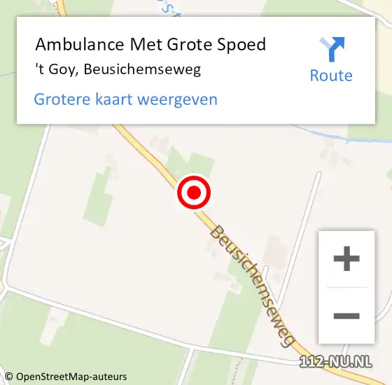 Locatie op kaart van de 112 melding: Ambulance Met Grote Spoed Naar 't Goy, Beusichemseweg op 6 juli 2018 13:46