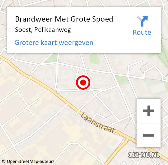 Locatie op kaart van de 112 melding: Brandweer Met Grote Spoed Naar Soest, Pelikaanweg op 24 september 2013 06:18