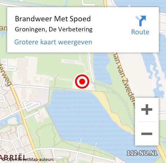 Locatie op kaart van de 112 melding: Brandweer Met Spoed Naar Groningen, De Verbetering op 6 juli 2018 13:58