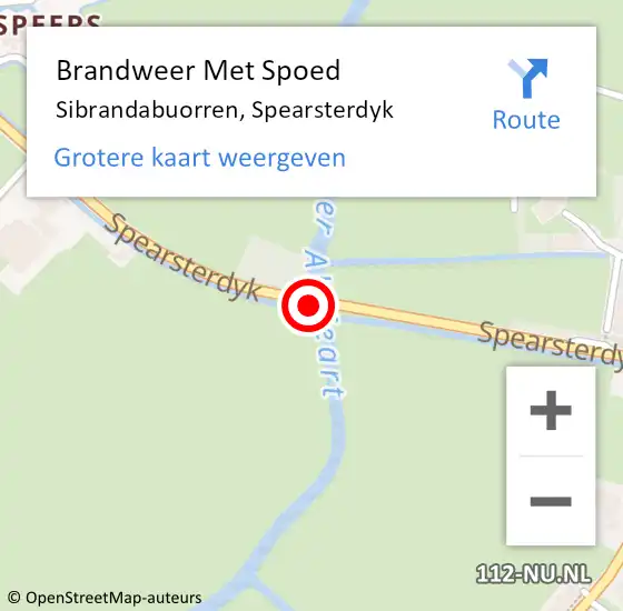 Locatie op kaart van de 112 melding: Brandweer Met Spoed Naar Sibrandabuorren, Spearsterdyk op 6 juli 2018 14:07