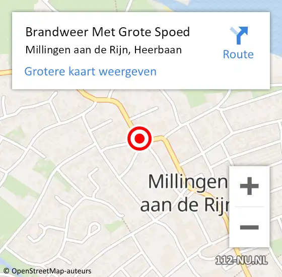 Locatie op kaart van de 112 melding: Brandweer Met Grote Spoed Naar Millingen, Heerbaan op 6 juli 2018 14:42
