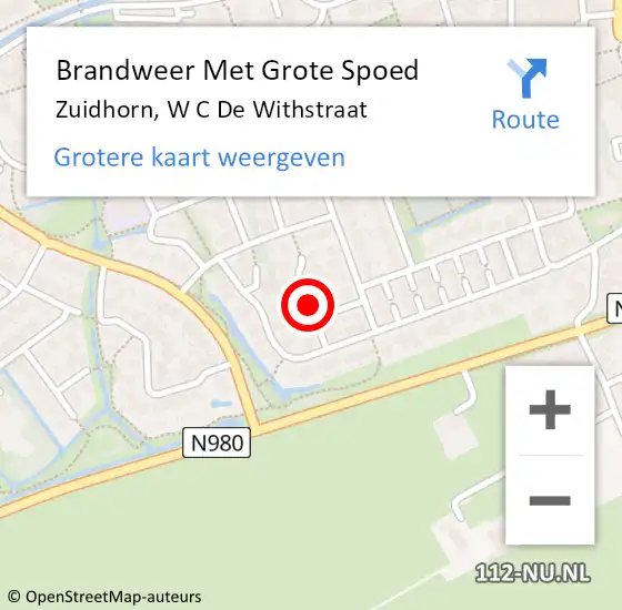 Locatie op kaart van de 112 melding: Brandweer Met Grote Spoed Naar Zuidhorn, W C De Withstraat op 6 juli 2018 14:54