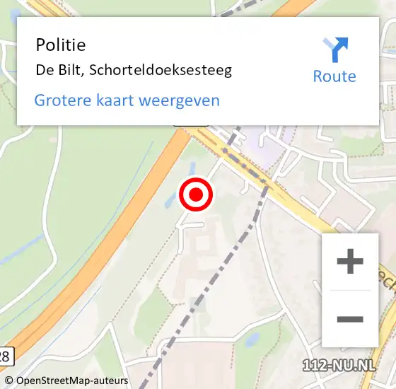 Locatie op kaart van de 112 melding: Politie De Bilt, Schorteldoeksesteeg op 6 juli 2018 15:27