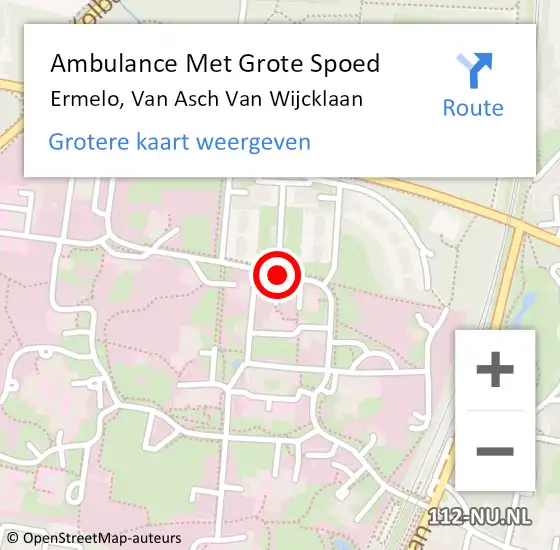 Locatie op kaart van de 112 melding: Ambulance Met Grote Spoed Naar Ermelo, Van Asch Van Wijcklaan op 6 juli 2018 15:34