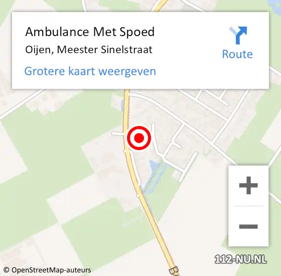 Locatie op kaart van de 112 melding: Ambulance Met Spoed Naar Oijen, Meester Sinelstraat op 6 juli 2018 15:37