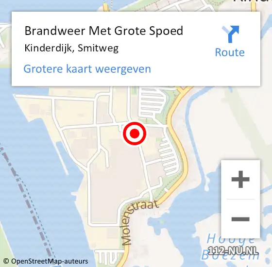 Locatie op kaart van de 112 melding: Brandweer Met Grote Spoed Naar Kinderdijk, Smitweg op 6 juli 2018 15:46