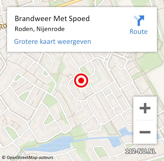 Locatie op kaart van de 112 melding: Brandweer Met Spoed Naar Roden, Nijenrode op 6 juli 2018 16:42