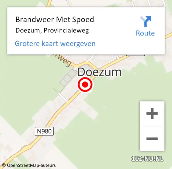 Locatie op kaart van de 112 melding: Brandweer Met Spoed Naar Doezum, Provincialeweg op 6 juli 2018 17:00