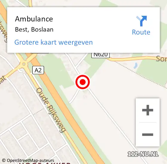 Locatie op kaart van de 112 melding: Ambulance Best, Boslaan op 6 juli 2018 17:28