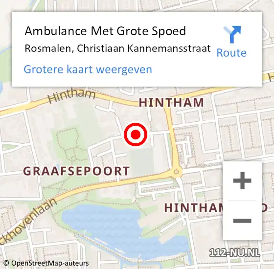 Locatie op kaart van de 112 melding: Ambulance Met Grote Spoed Naar Rosmalen, Christiaan Kannemansstraat op 6 juli 2018 17:40