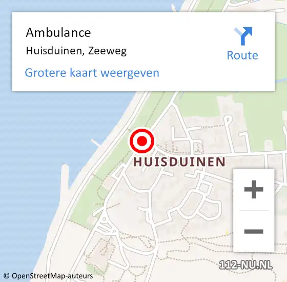 Locatie op kaart van de 112 melding: Ambulance Huisduinen, Zeeweg op 6 juli 2018 18:01