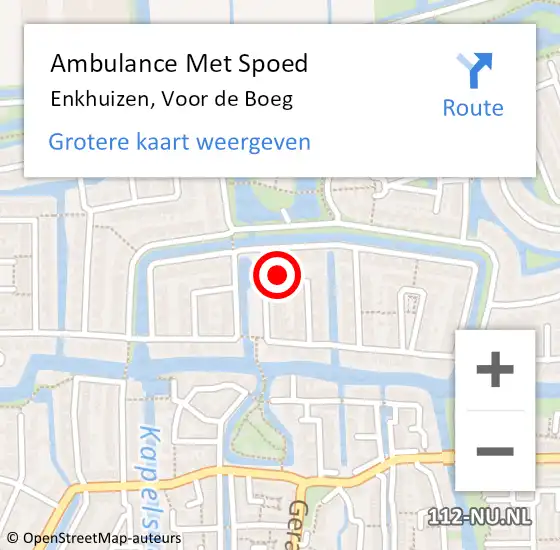 Locatie op kaart van de 112 melding: Ambulance Met Spoed Naar Enkhuizen, Voor de Boeg op 2 maart 2014 02:08