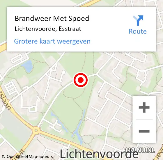 Locatie op kaart van de 112 melding: Brandweer Met Spoed Naar Lichtenvoorde, Esstraat op 6 juli 2018 19:00