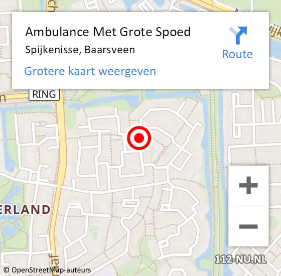Locatie op kaart van de 112 melding: Ambulance Met Grote Spoed Naar Spijkenisse, Baarsveen op 6 juli 2018 19:23