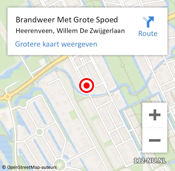 Locatie op kaart van de 112 melding: Brandweer Met Grote Spoed Naar Heerenveen, Willem De Zwijgerlaan op 2 maart 2014 02:24