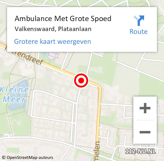 Locatie op kaart van de 112 melding: Ambulance Met Grote Spoed Naar Valkenswaard, Plataanlaan op 6 juli 2018 19:52